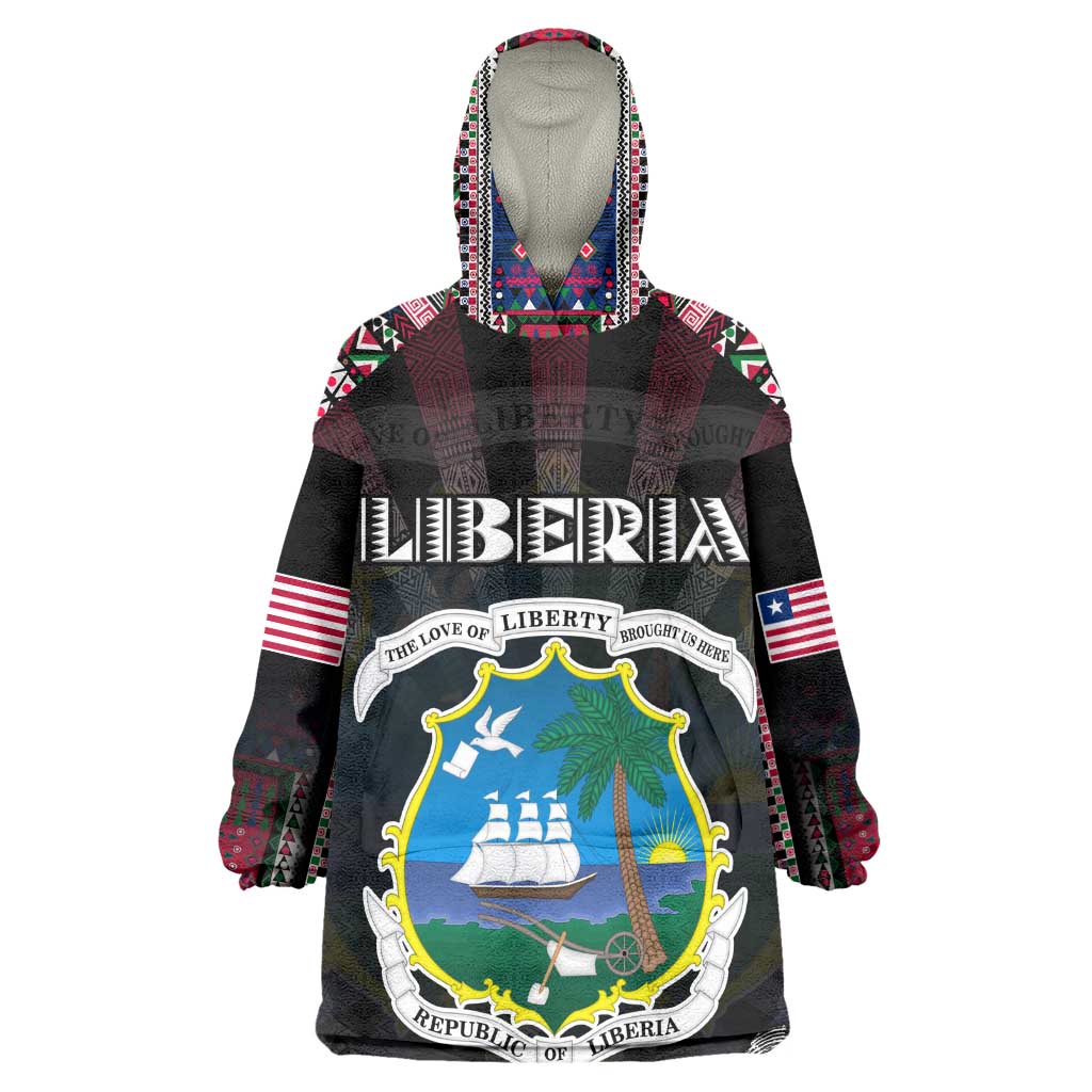 Personalized Liberia Roots Wearable Blanket Hoodie African Pride in Fingerprint and Tribal Colors