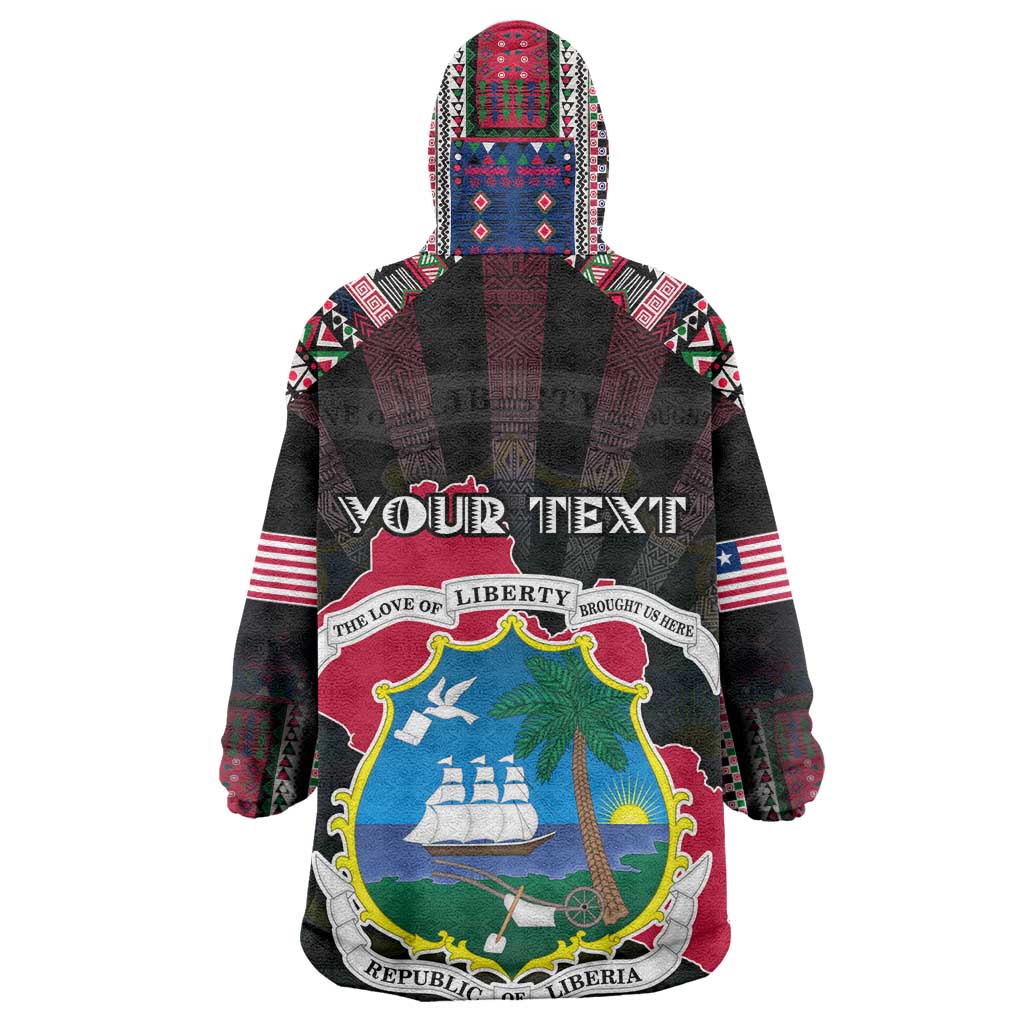 Personalized Liberia Roots Wearable Blanket Hoodie African Pride in Fingerprint and Tribal Colors