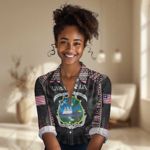 Personalized Liberia Roots Women Casual Shirt African Pride in Fingerprint and Tribal Colors