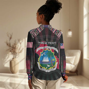 Personalized Liberia Roots Women Casual Shirt African Pride in Fingerprint and Tribal Colors