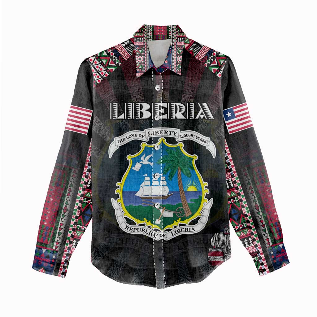 Personalized Liberia Roots Women Casual Shirt African Pride in Fingerprint and Tribal Colors