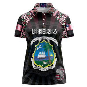 Personalized Liberia Roots Women Polo Shirt African Pride in Fingerprint and Tribal Colors