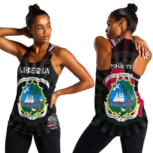 Personalized Liberia Roots Women Racerback Tank African Pride in Fingerprint and Tribal Colors