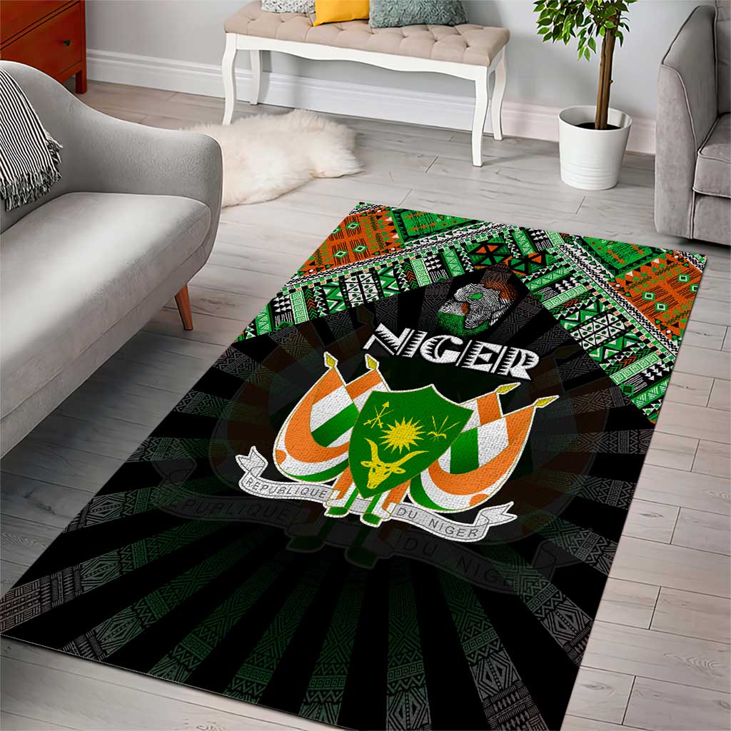 Niger Roots Area Rug African Pride in Fingerprint and Tribal Colors