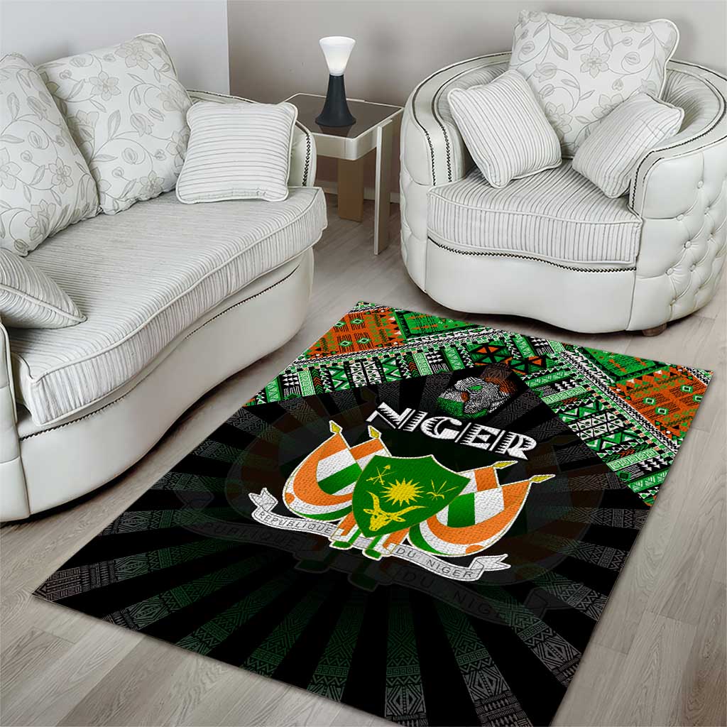 Niger Roots Area Rug African Pride in Fingerprint and Tribal Colors