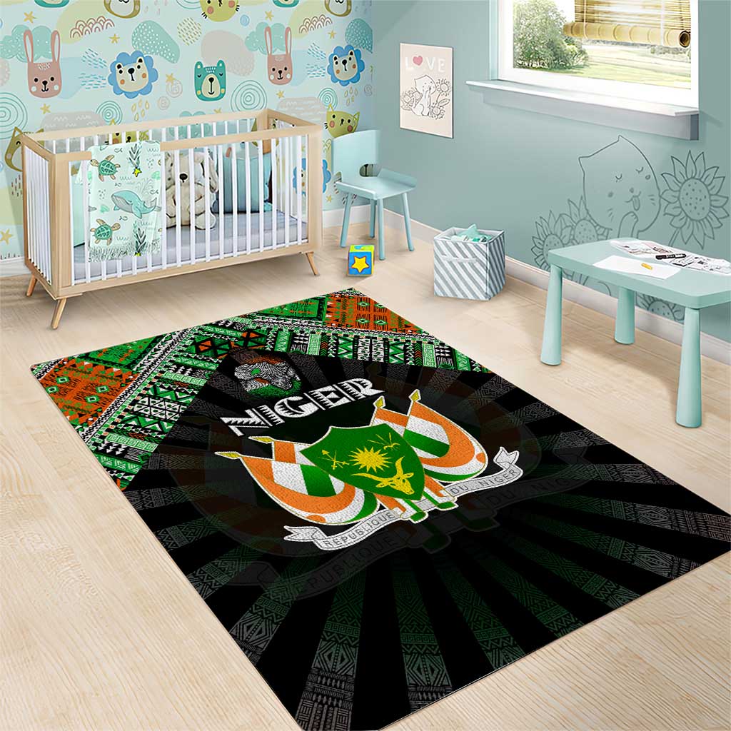 Niger Roots Area Rug African Pride in Fingerprint and Tribal Colors