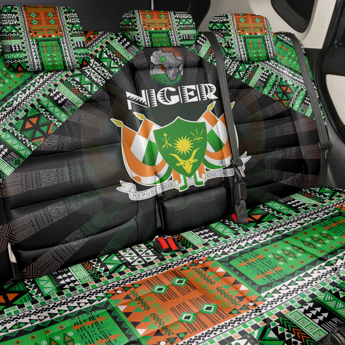 Niger Roots Back Car Seat Cover African Pride in Fingerprint and Tribal Colors