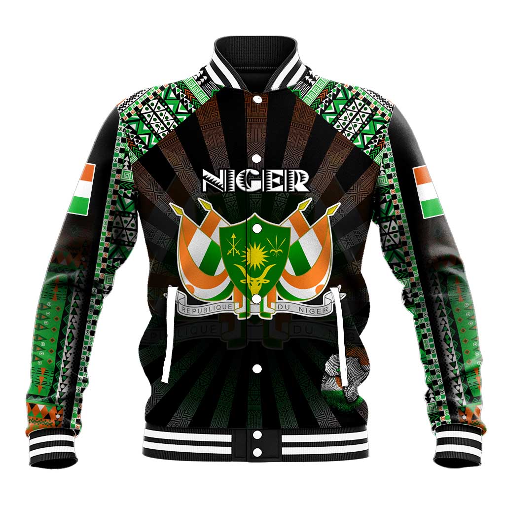 Personalized Niger Roots Baseball Jacket African Pride in Fingerprint and Tribal Colors