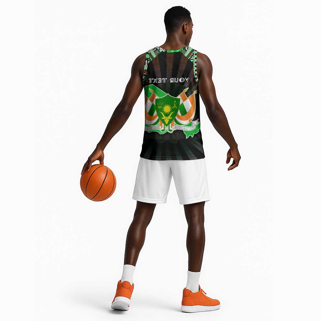 Personalized Niger Roots Basketball Jersey African Pride in Fingerprint and Tribal Colors - African Pride