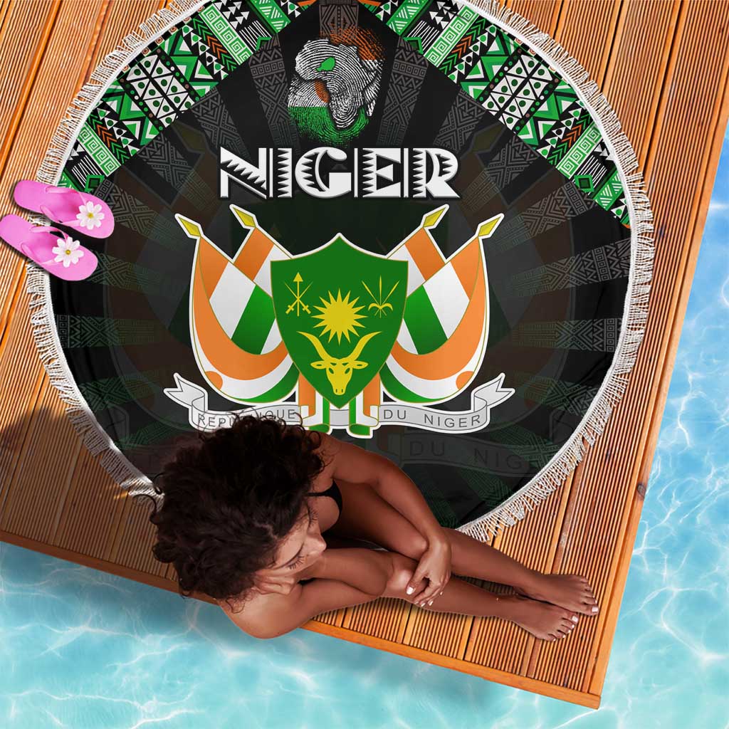 Niger Roots Beach Blanket African Pride in Fingerprint and Tribal Colors