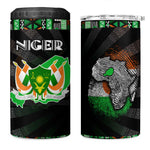 Niger Roots 4 in 1 Can Cooler Tumbler African Pride in Fingerprint and Tribal Colors