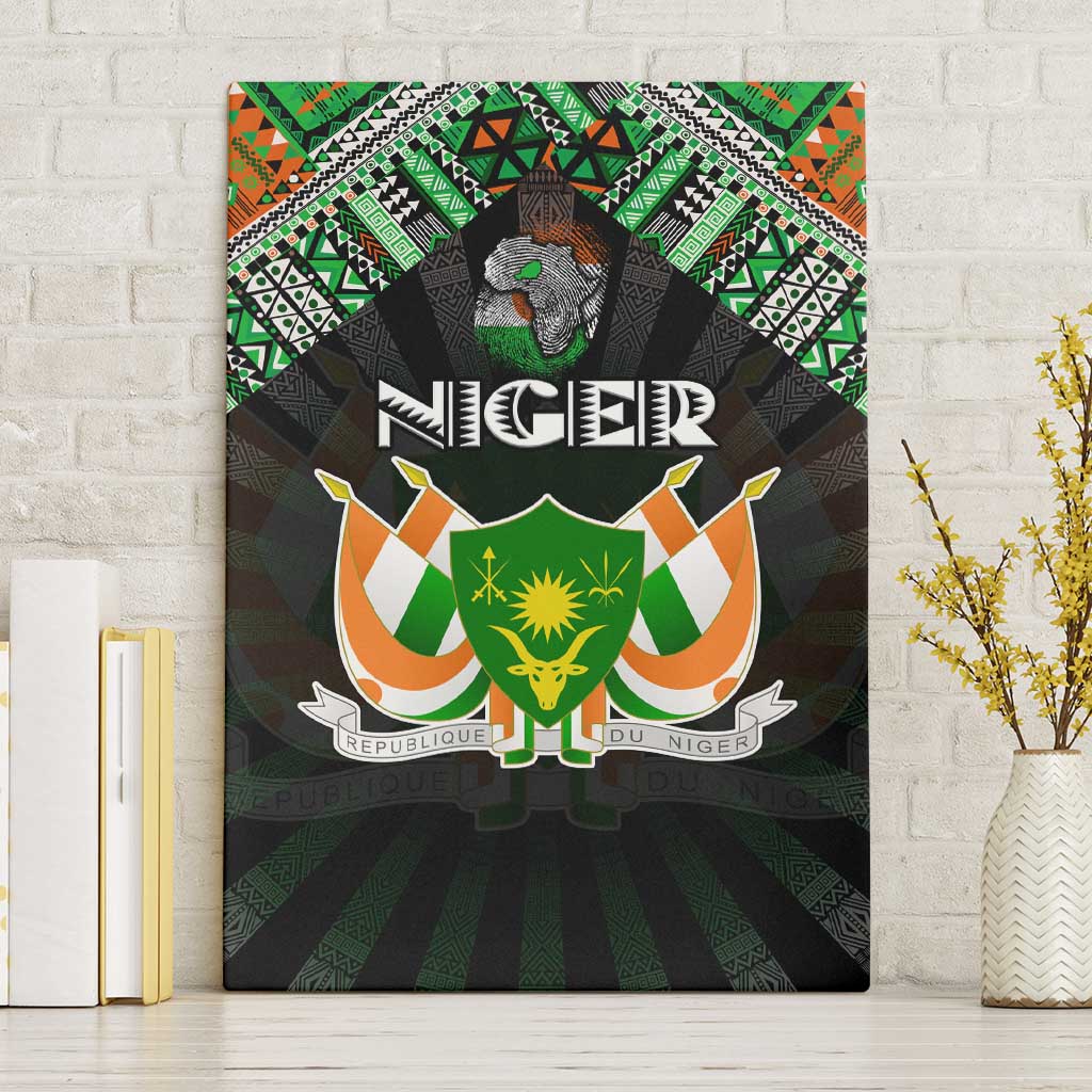 Niger Roots Canvas Wall Art African Pride in Fingerprint and Tribal Colors