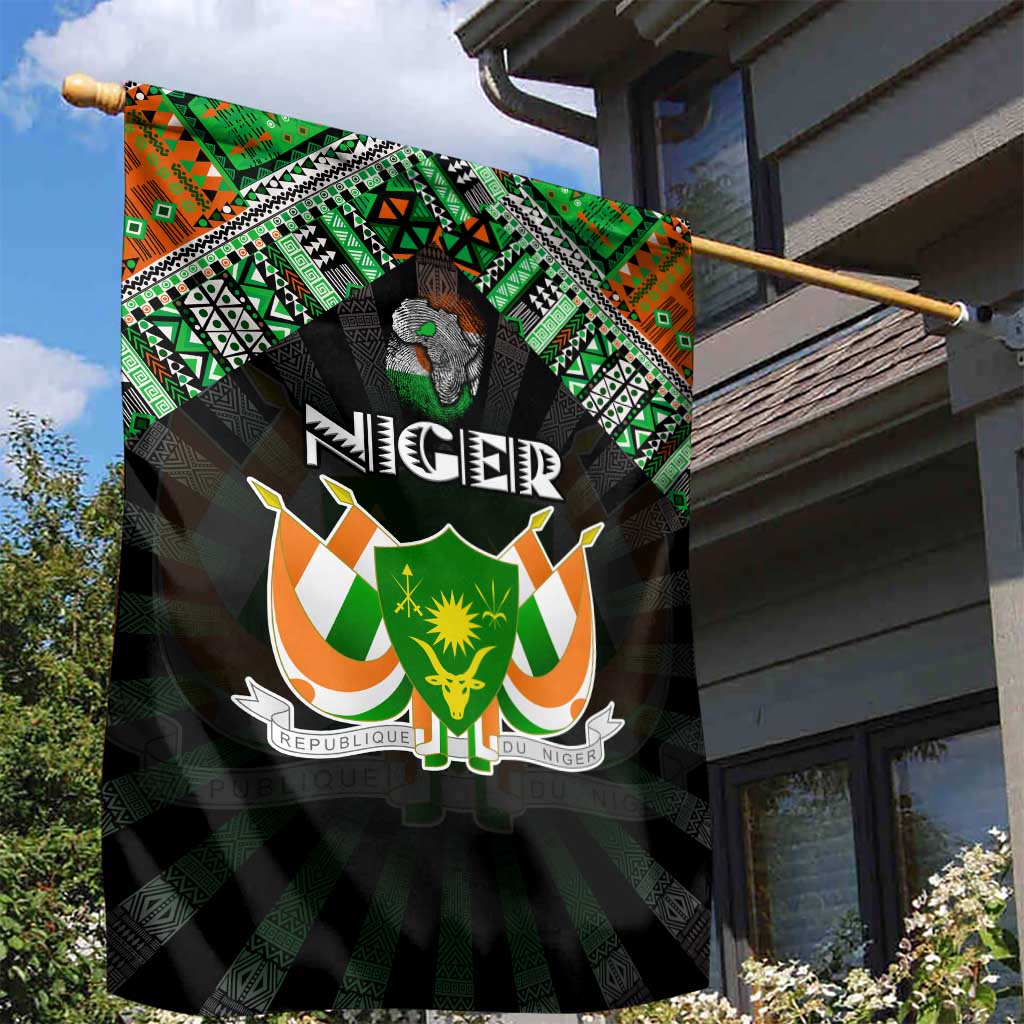 Niger Roots Garden Flag African Pride in Fingerprint and Tribal Colors