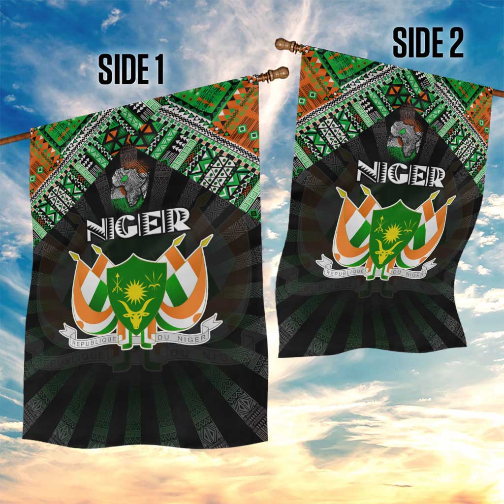 Niger Roots Garden Flag African Pride in Fingerprint and Tribal Colors