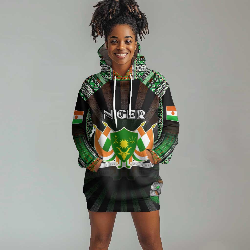 Personalized Niger Roots Hoodie Dress African Pride in Fingerprint and Tribal Colors