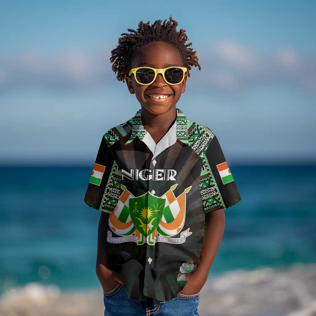 Personalized Niger Roots Kid Hawaiian Shirt African Pride in Fingerprint and Tribal Colors