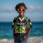 Personalized Niger Roots Kid Hawaiian Shirt African Pride in Fingerprint and Tribal Colors