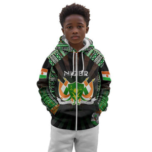 Personalized Niger Roots Kid Hoodie African Pride in Fingerprint and Tribal Colors