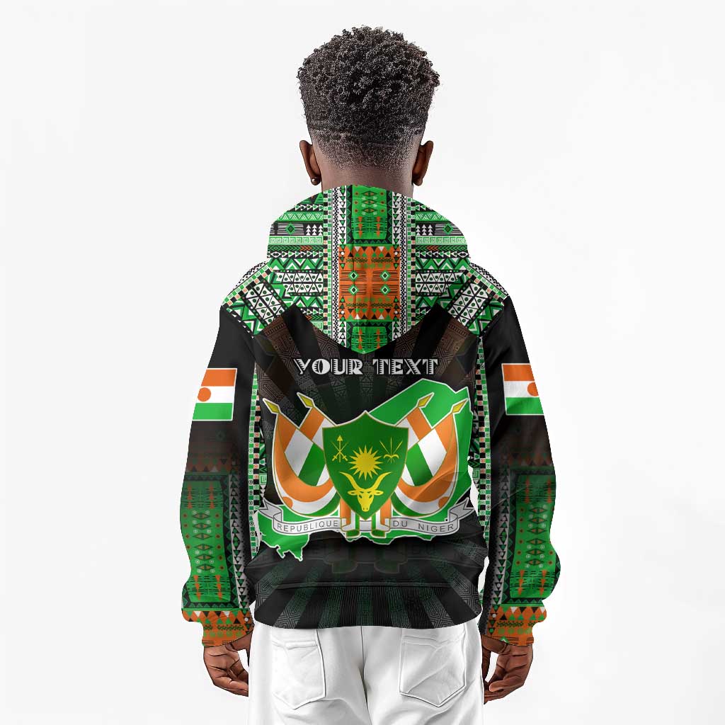 Personalized Niger Roots Kid Hoodie African Pride in Fingerprint and Tribal Colors