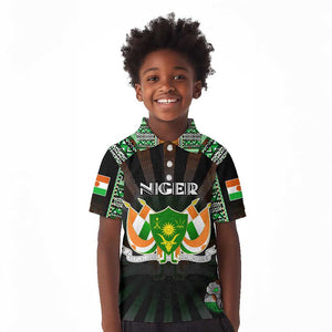 Personalized Niger Roots Kid Polo Shirt African Pride in Fingerprint and Tribal Colors