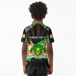 Personalized Niger Roots Kid Polo Shirt African Pride in Fingerprint and Tribal Colors