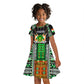 Personalized Niger Roots Kid Short Sleeve Dress African Pride in Fingerprint and Tribal Colors