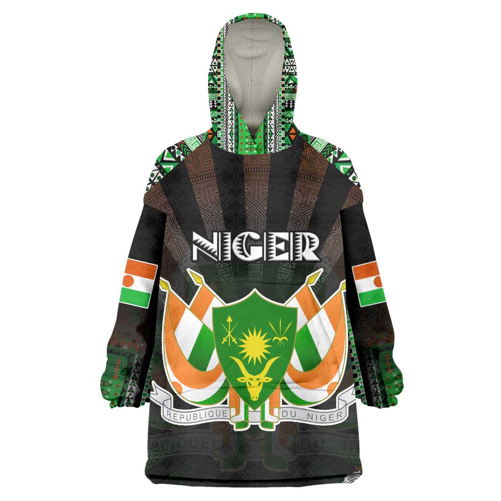 Personalized Niger Roots Kid Wearable Blanket Hoodie African Pride in Fingerprint and Tribal Colors