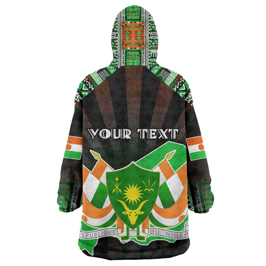 Personalized Niger Roots Kid Wearable Blanket Hoodie African Pride in Fingerprint and Tribal Colors