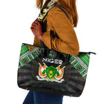 Niger Roots Leather Tote Bag African Pride in Fingerprint and Tribal Colors