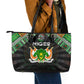 Niger Roots Leather Tote Bag African Pride in Fingerprint and Tribal Colors