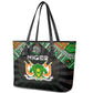 Niger Roots Leather Tote Bag African Pride in Fingerprint and Tribal Colors
