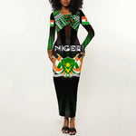 Personalized Niger Roots Long Sleeve Bodycon Dress African Pride in Fingerprint and Tribal Colors