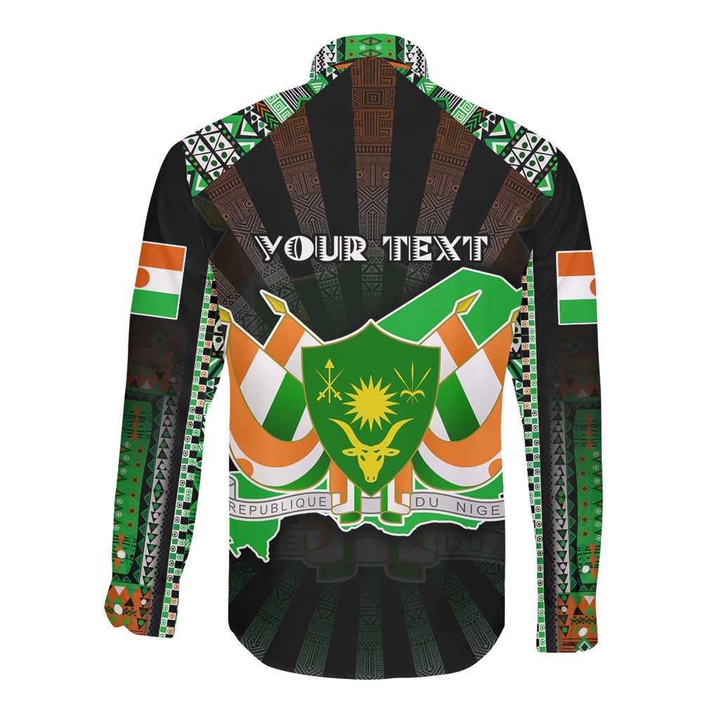 Personalized Niger Roots Long Sleeve Button Shirt African Pride in Fingerprint and Tribal Colors