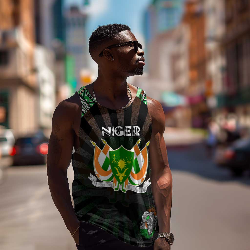 Personalized Niger Roots Men Tank Top African Pride in Fingerprint and Tribal Colors