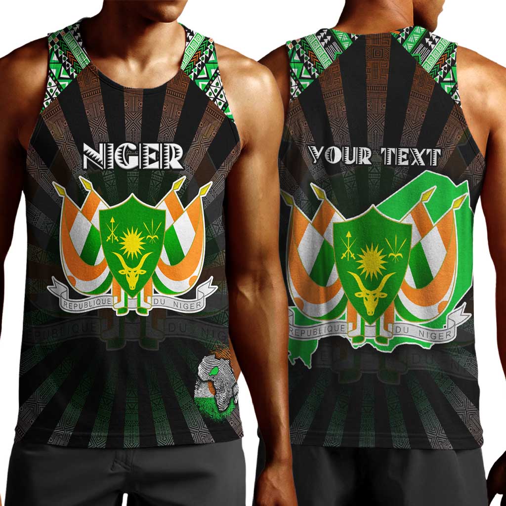 Personalized Niger Roots Men Tank Top African Pride in Fingerprint and Tribal Colors