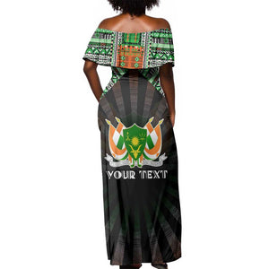 Personalized Niger Roots Off Shoulder Maxi Dress African Pride in Fingerprint and Tribal Colors