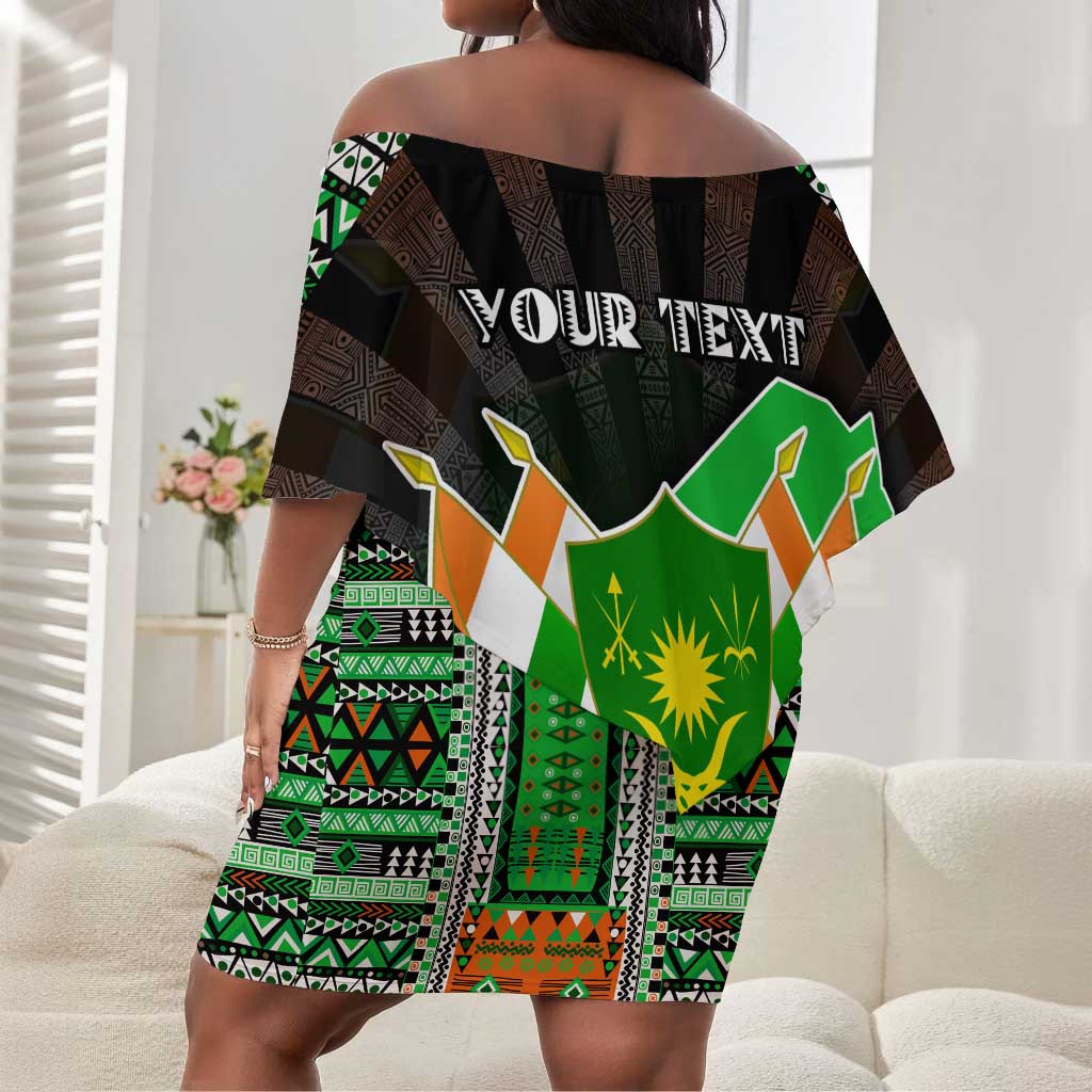 Personalized Niger Roots Off Shoulder Short Dress African Pride in Fingerprint and Tribal Colors