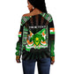 Personalized Niger Roots Off Shoulder Sweater African Pride in Fingerprint and Tribal Colors