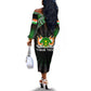 Personalized Niger Roots Off The Shoulder Long Sleeve Dress African Pride in Fingerprint and Tribal Colors
