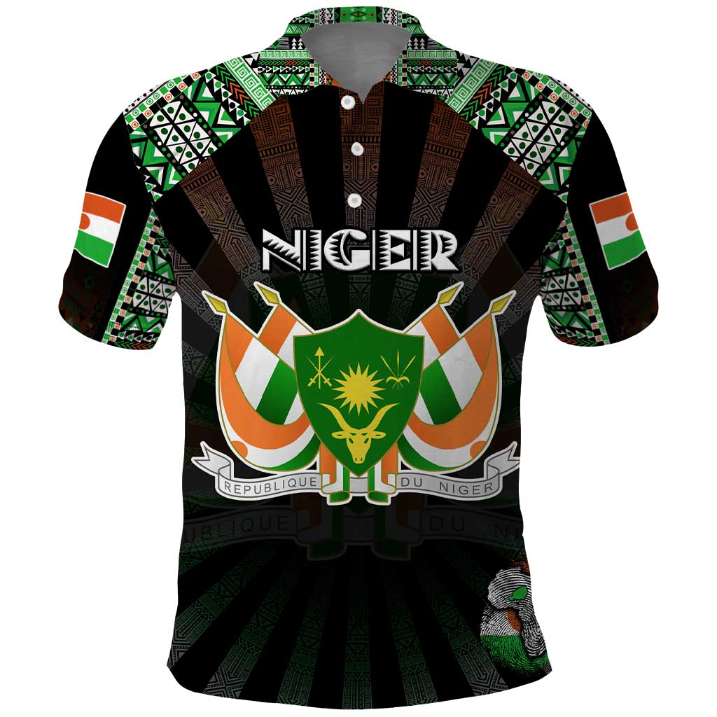 Personalized Niger Roots Polo Shirt African Pride in Fingerprint and Tribal Colors