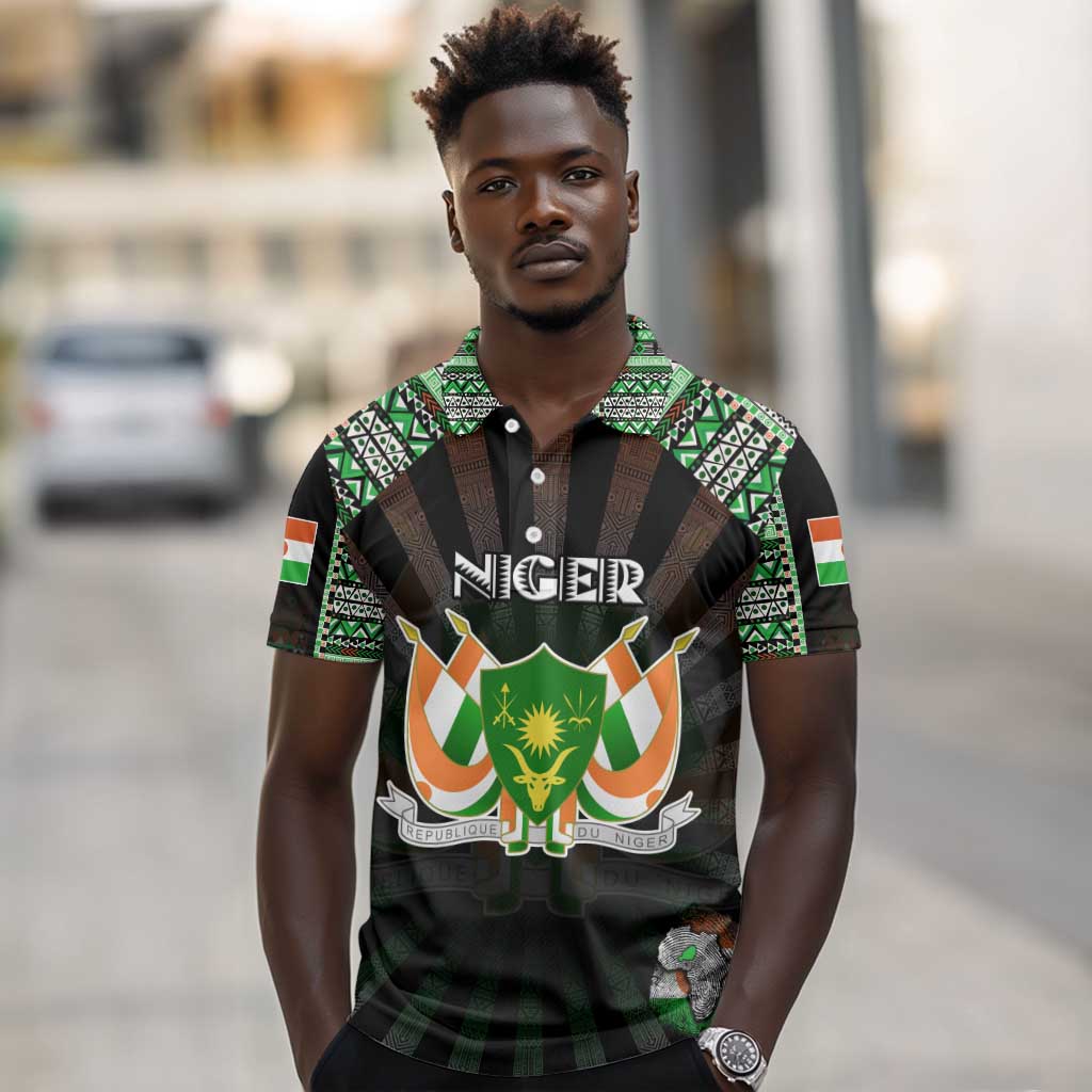 Personalized Niger Roots Polo Shirt African Pride in Fingerprint and Tribal Colors