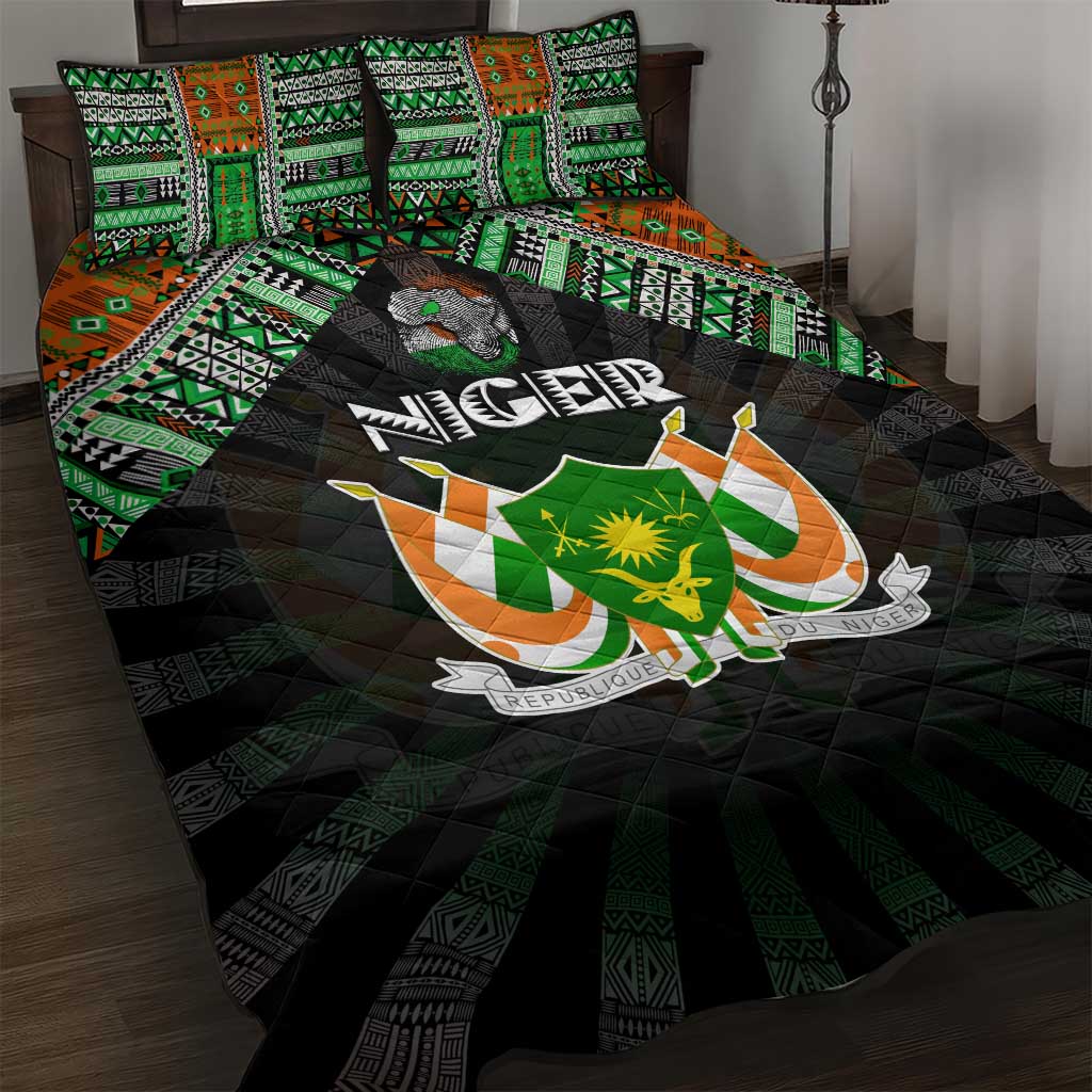 Niger Roots Quilt Bed Set African Pride in Fingerprint and Tribal Colors