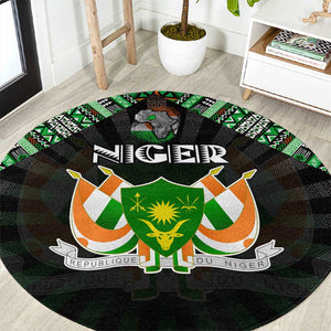 Niger Roots Round Carpet African Pride in Fingerprint and Tribal Colors