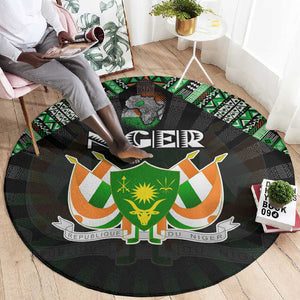 Niger Roots Round Carpet African Pride in Fingerprint and Tribal Colors