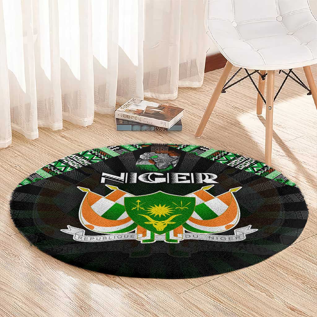 Niger Roots Round Carpet African Pride in Fingerprint and Tribal Colors