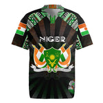Personalized Niger Roots Rugby Jersey African Pride in Fingerprint and Tribal Colors