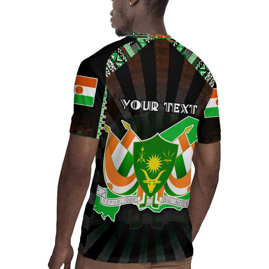 Personalized Niger Roots Rugby Jersey African Pride in Fingerprint and Tribal Colors