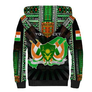 Personalized Niger Roots Sherpa Hoodie African Pride in Fingerprint and Tribal Colors
