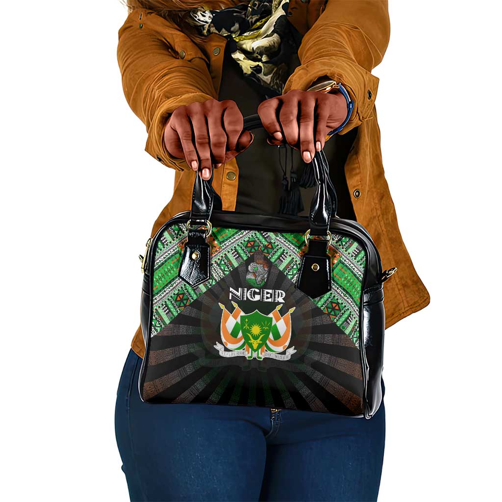 Niger Roots Shoulder Handbag African Pride in Fingerprint and Tribal Colors