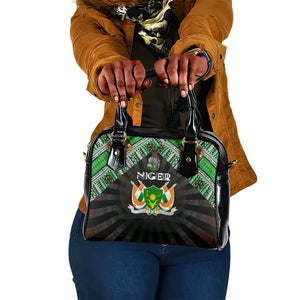 Niger Roots Shoulder Handbag African Pride in Fingerprint and Tribal Colors